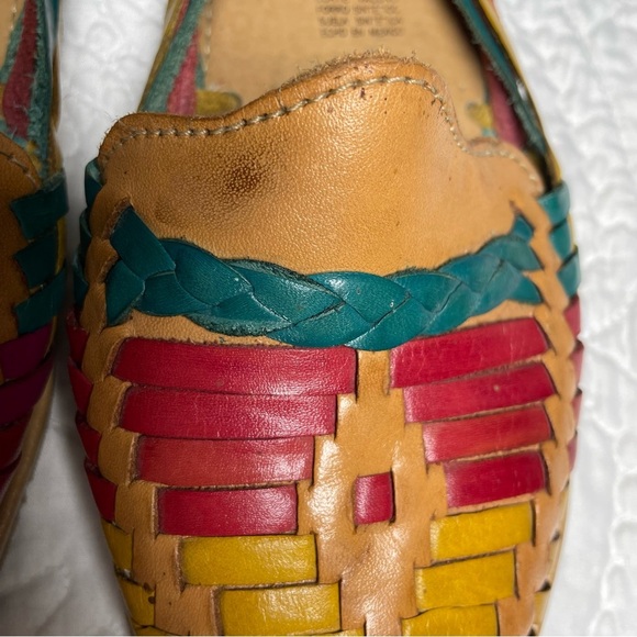 Women’s Calzado Artisanal Leather Huaraches Colorful Woven Design Size 9 - Picture 8 of 12